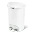 thumbnail image 1 of simplehuman Kitchen Trash Can, 13 Gallon Plastic Step Garbage Bin with Secure Slide Lock Lid, White, 1 of 5