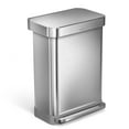 thumbnail image 1 of simplehuman 55 Liter / 14.5 Gallon Rectangular Kitchen Step Trash Can, Brushed Stainless Steel, 1 of 10