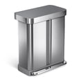 thumbnail image 1 of simplehuman Kitchen Recycling Trash Can, 58 Liter / 15.3 Gallon, Stainless Steel, Soft Close Lid Liner Rim Step Garbage Bin, Brushed Stainless Steel With Plastic Lid, 1 of 10