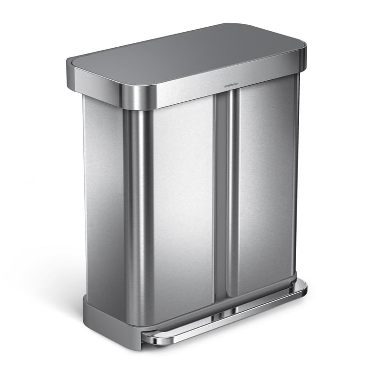 simplehuman Rectangular Dual Compartment Recycling Step Trash Can