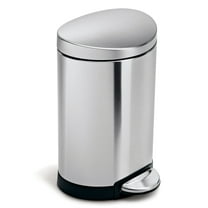 simplehuman 6 Liter / 1.6 Gallon Semi-Round Step Can, Brushed Stainless Steel