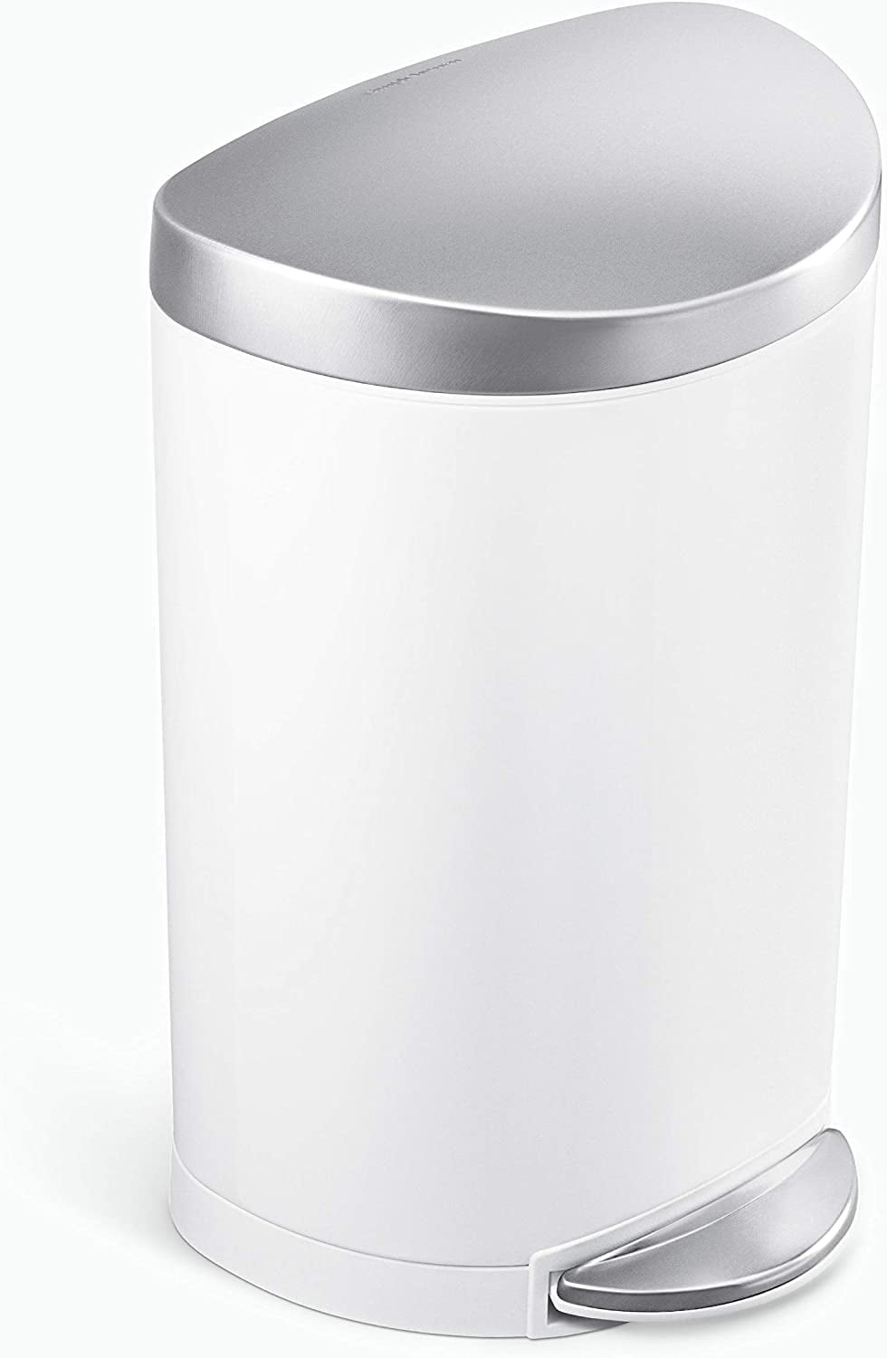 White Stainless Steel Semi-Round 6L Step Trash Can