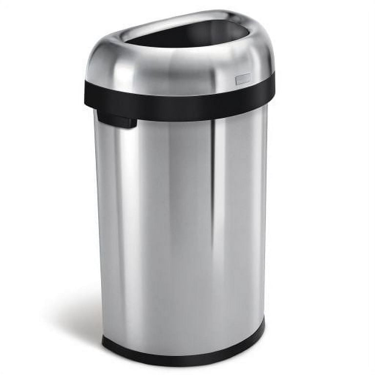 simplehuman Large Semi-Round Open Top Garbage Can, 60L/15.9Gal