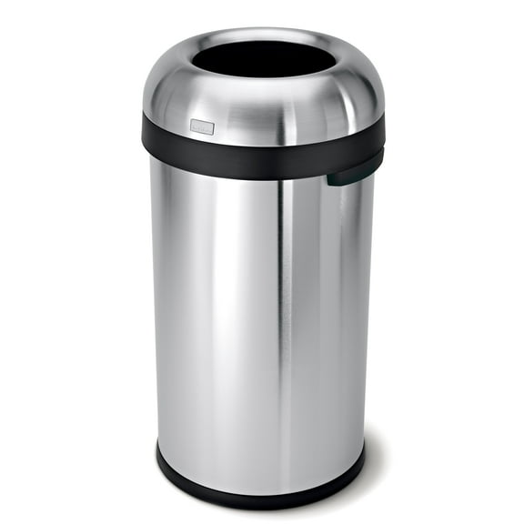 simplehuman 60 Liter / 16 Gallon Bullet Open Top Trash Can, Commercial Grade Heavy Gauge Brushed Stainless Steel