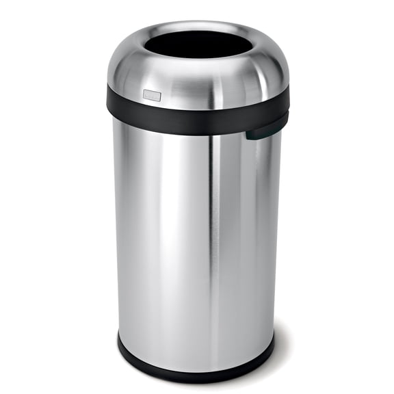 simplehuman 60 Liter / 16 Gallon Bullet Open Top Trash Can, Commercial Grade Heavy Gauge Brushed Stainless Steel