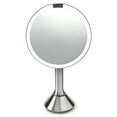 thumbnail image 1 of simplehuman 8" Round Sensor Makeup Mirror with Touch-Control Dual Light Settings, 5x Magnification, Rechargeable and Cordless, Brushed Stainless Steel, 1 of 10