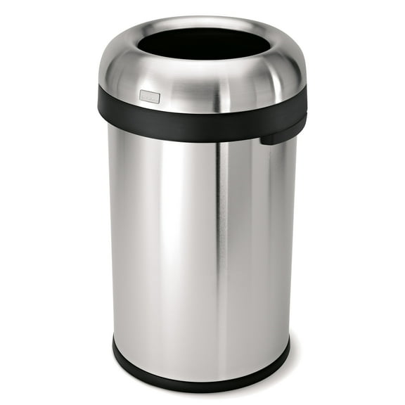 simplehuman 80 Liter / 21.1 Gallon Bullet Open Top Trash Can, Commercial Grade Heavy Gauge Brushed Stainless Steel