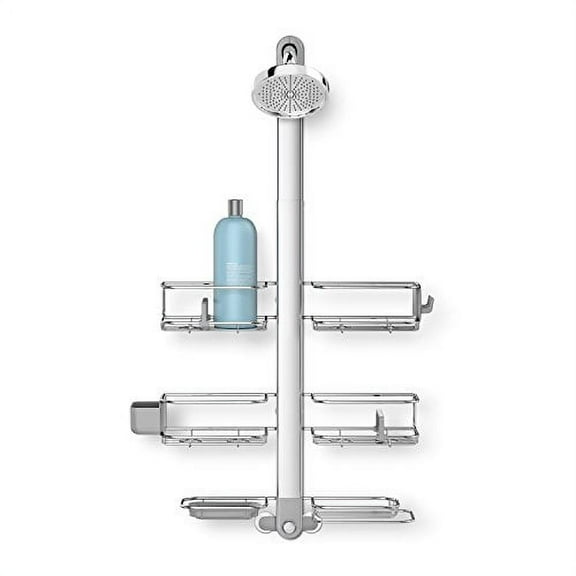 simplehuman Adjustable and Extendable Shower Caddy XL, Stainless Steel and Anodized Aluminum