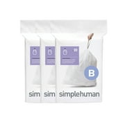 simplehuman Code B Custom Fit Drawstring Trash Bags, 90 Count, 6 Liter / 1.6 Gallon, White