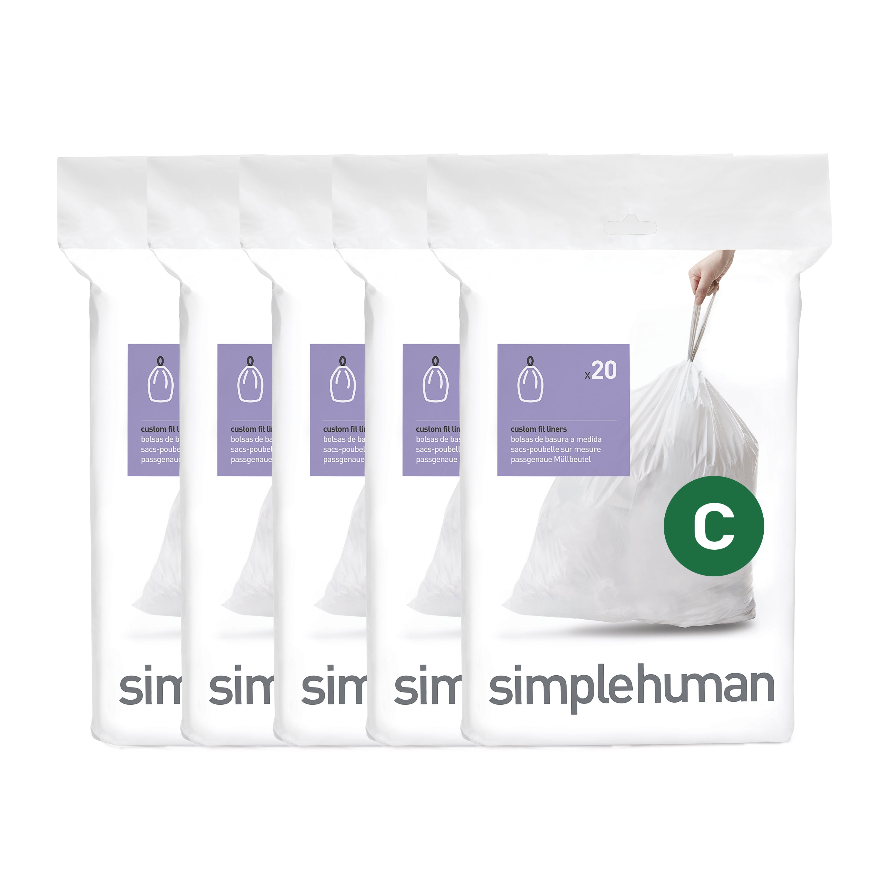  Plasticplace Trash Bags simplehuman (x) Code C White Drawstring  Compatible Garbage Liners 2.6-3.2 Gallon / 10-12 Liter 14.75 x 20 (200  Count) : Everything Else