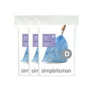 simplehuman Code D Custom Fit Drawstring Trash Bags, 60 Count, 20 Liter / 5.2 Gallon, Blue