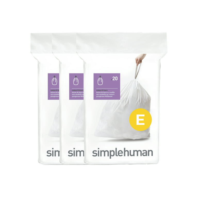 Simplehuman Custom Fit Garbage Bags Code J 8-12 Gallon 20pk