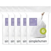 simplehuman Code G Custom Fit Drawstring Trash Bags in Dispenser Packs, 100 Count, 30 Liter / 8 Gallon, White