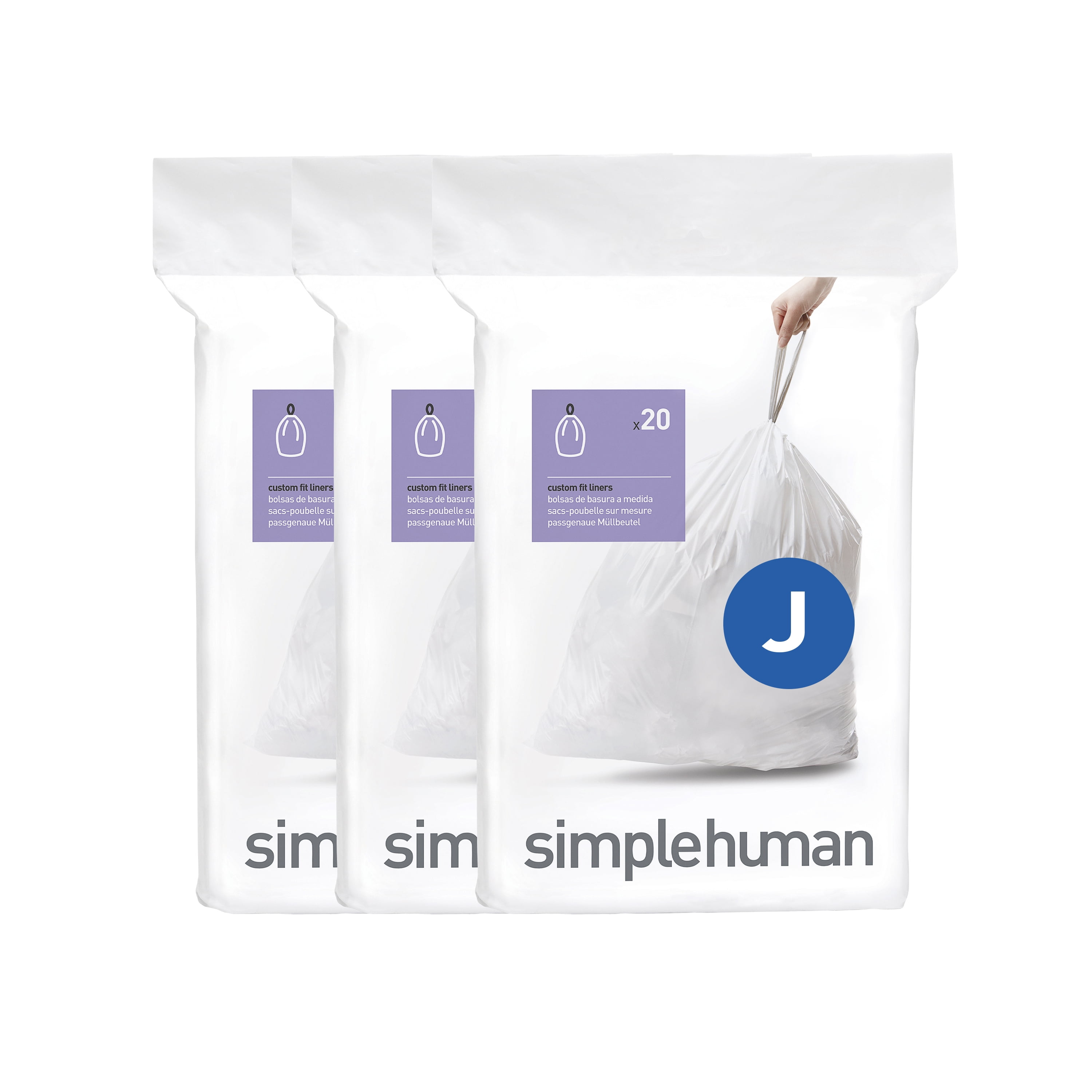 Plasticplace simplehuman Code M Compatible Trash Bags, 12 Gallon / 45 Liter White Drawstring Garbage Liners 21.5 x 30.75 (50 Count)