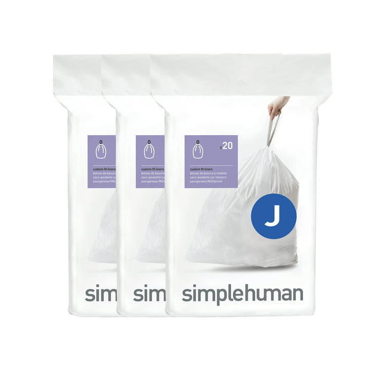  simplehuman Code G Bolsas de basura con cordón de ajuste  personalizado, 30 litros, 8 galones, blanco, 240 unidades : Salud y Hogar