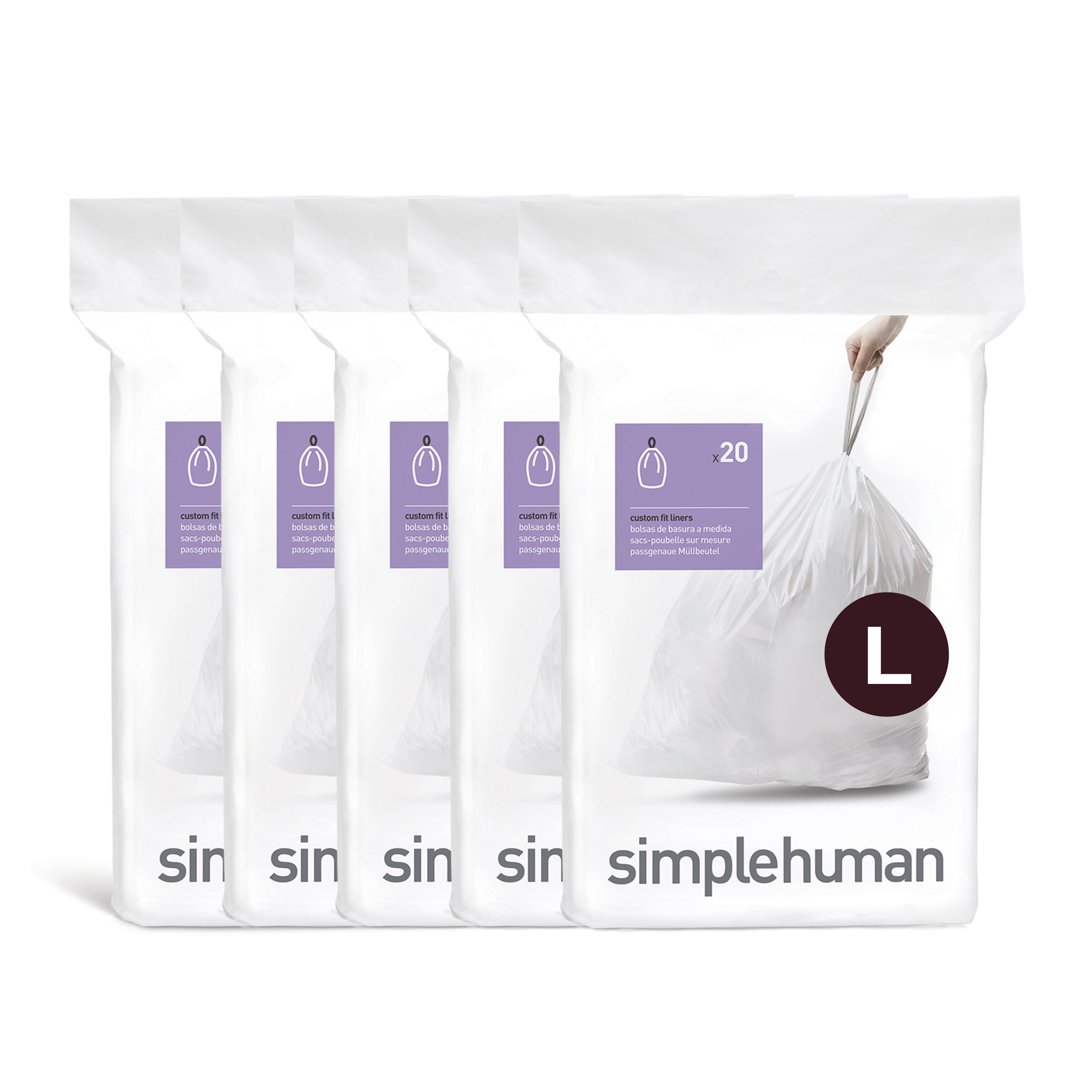 Plasticplace Simplehuman* Code Q Compatible Drawstring Trash Bags, 13-17  Gallon Garbage Bags (50 Count) 