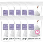simplehuman Code M Custom Fit Drawstring Trash Bags, 200 Count, 45 Liter / 12 Gallon, White