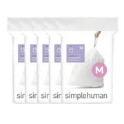simplehuman Code M Custom Fit Drawstring Trash Bags in Dispenser Packs, 100 Count, 45 Liter / 12 Gallon, White