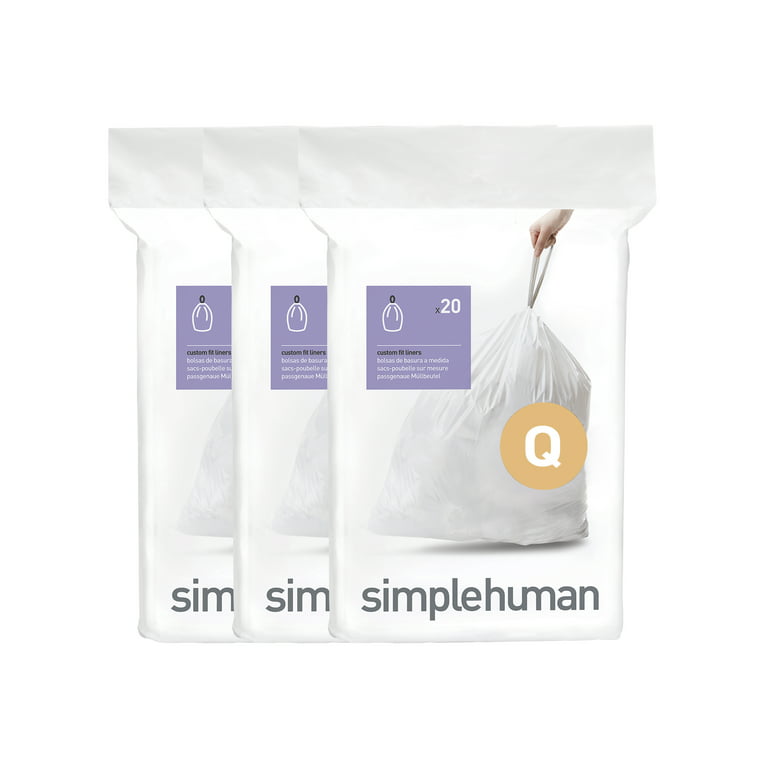 2 Packs Simplehuman Code Q Custom Drawstring Trash Bags, 13-17