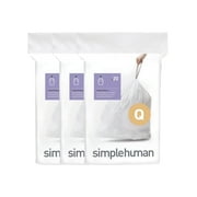 simplehuman Code Q Custom Fit Drawstring Trash Bags in Dispenser Packs, 60 Count, 50-65 Liter / 13-17 Gallon, White