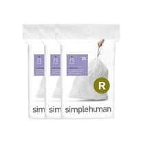 simplehuman Code R Custom Fit Drawstring Trash Bags, 60 Count, 10 Liter / 2.6 Gallon, White