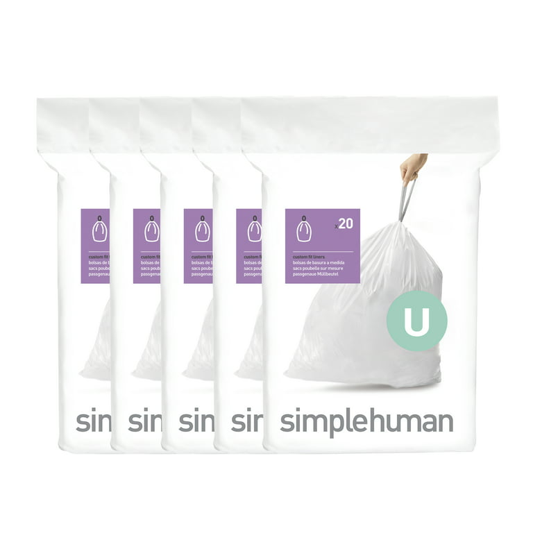 Simplehuman Code U Custom Fit Drawstring Trash Bags, 55 Liter