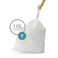 thumbnail image 1 of simplehuman Code Y Custom Fit Drawstring Trash Bags, 200 Count, 115 Liter / 30 Gallon, White, 1 of 2