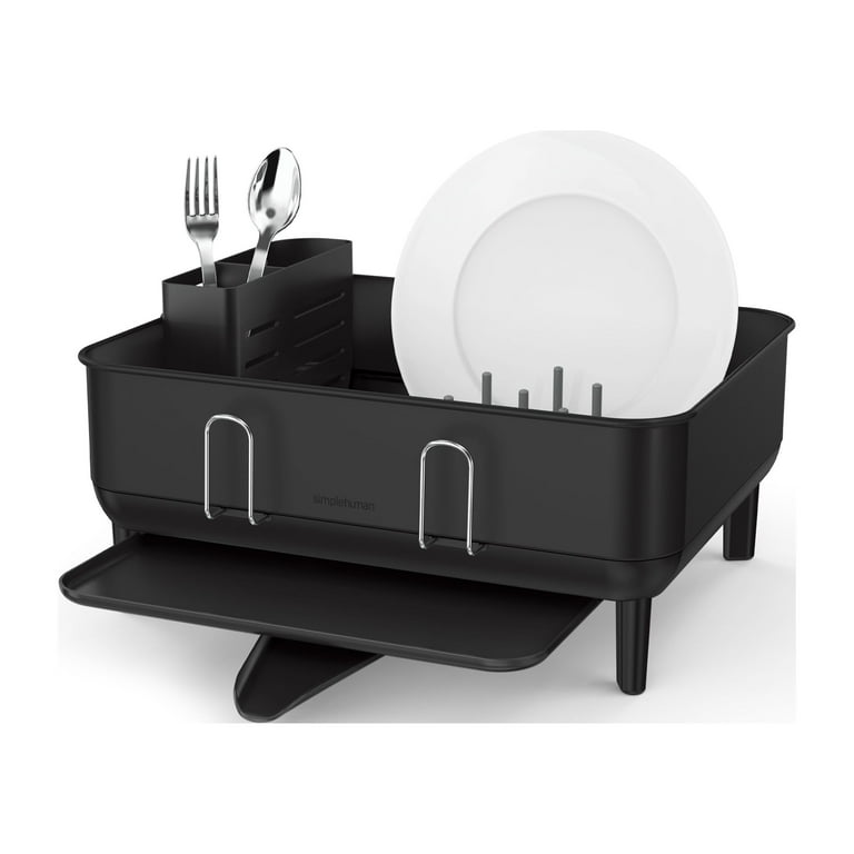 simplehuman Compact Kitchen Dish Drying Rack with Swivel Spout