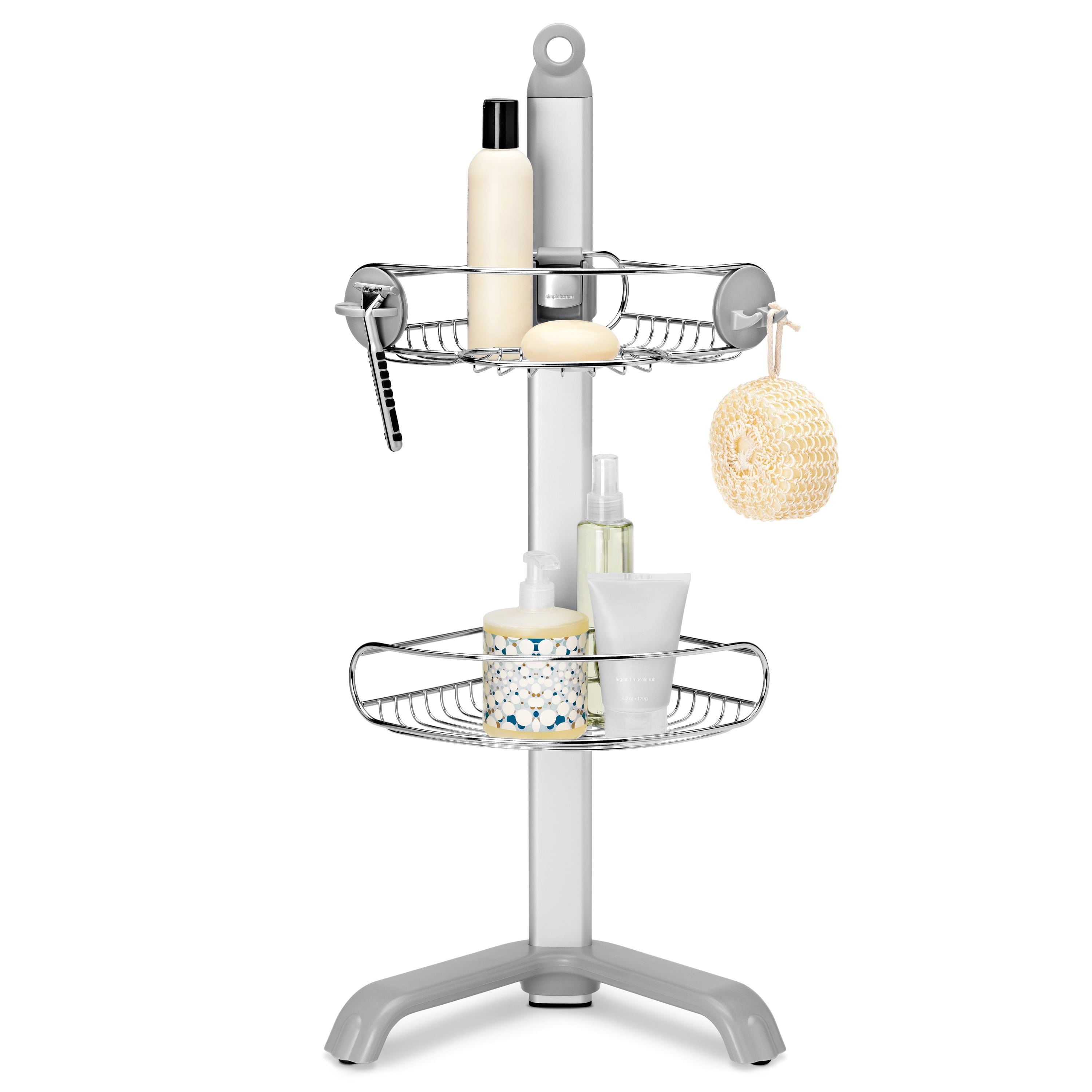 Stainless Steel and Aluminum Corner Shower Caddy with Adjustable Shelves
