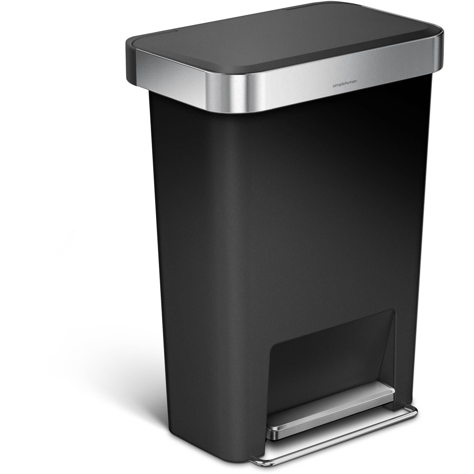 simplehuman 12 gal Rectangular Step Trash Can with Liner Pocket