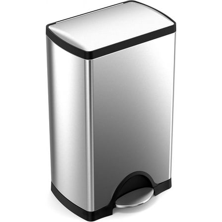 simplehuman 38L Rectangular Step Kitchen Trash Can - Stainless Steel with Soft-Close Lid