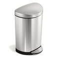thumbnail image 1 of simplehuman 10 Liter / 2.6 Gallon Small Semi-Round Bathroom Step Trash Can, Brushed Stainless Steel, 1 of 5