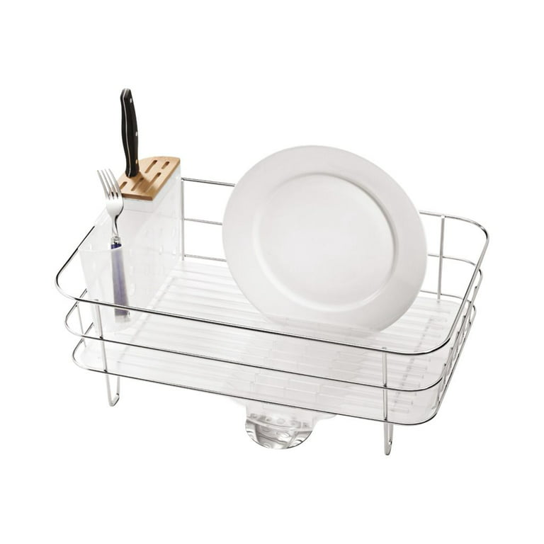 simplehuman Compact Kitchen Steel Frame Dish Rack with Swivel SpOut, White  Plastic KT1191DC - The Home Depot