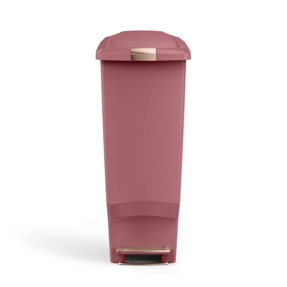 simplehuman Kitchen Trash Can, 10.6 Gallon Plastic Step Garbage Bin with Secure Slide Lock Lid, Blush