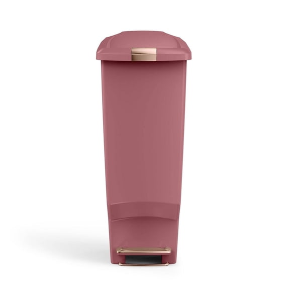 simplehuman Kitchen Trash Can, 10.6 Gallon Plastic Step Garbage Bin with Secure Slide Lock Lid, Blush