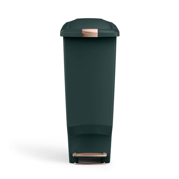 simplehuman Kitchen Trash Can, 10.6 Gallon Plastic Step Garbage Bin with Secure Slide Lock Lid, Hunter