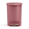 thumbnail image 1 of simplehuman Kitchen Trash Can, 13 Gallon Plastic Step Garbage Bin with Secure Slide Lock Lid, Blush, 1 of 7