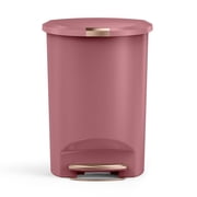 simplehuman Kitchen Trash Can, 13 Gallon Plastic Step Garbage Bin with Secure Slide Lock Lid, Blush