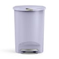 thumbnail image 1 of simplehuman Kitchen Trash Can, 13 Gallon Plastic Step Garbage Bin with Secure Slide Lock Lid, Lilac, 1 of 7