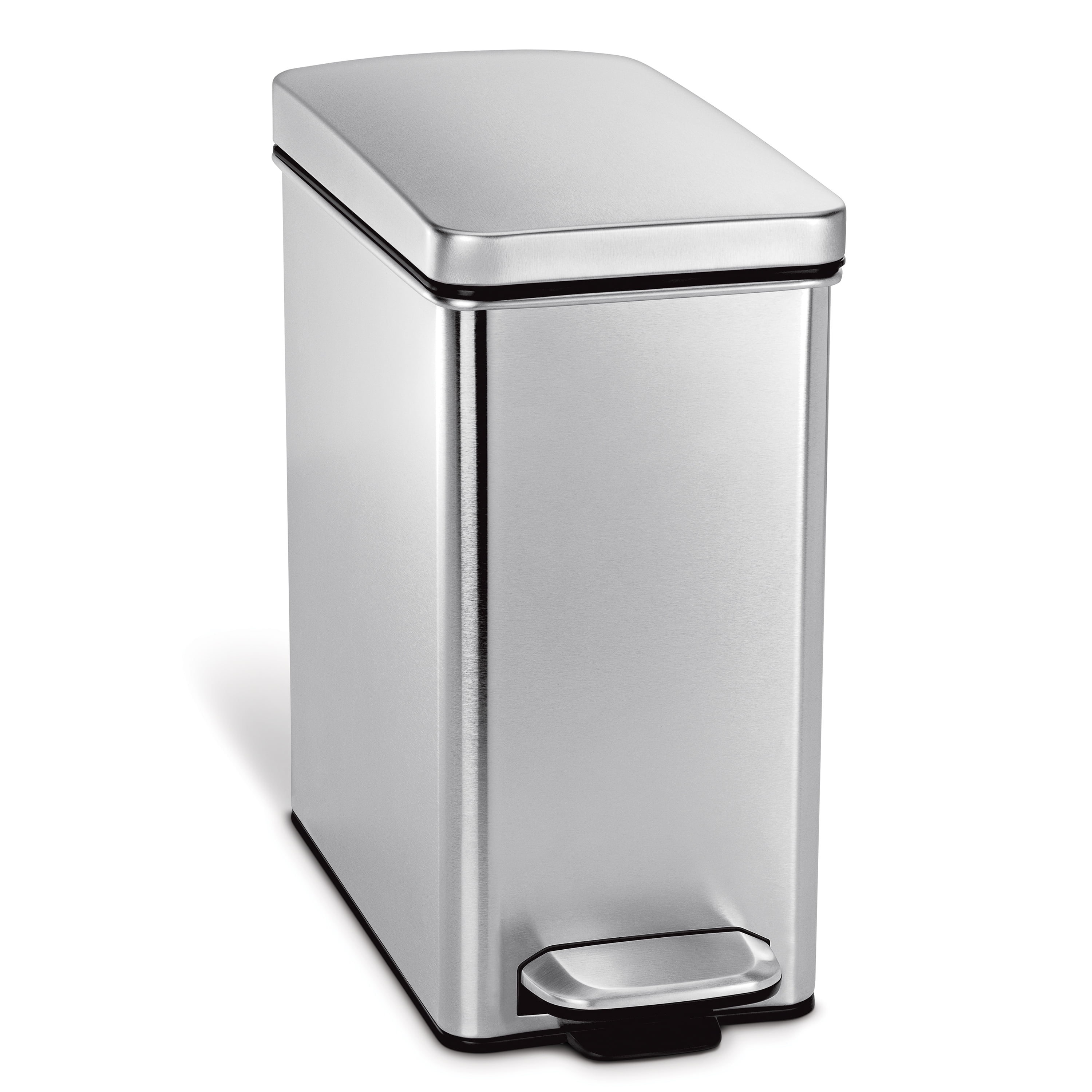 Slim Brushed Stainless Steel 2.6 Gallon Step Trash Can