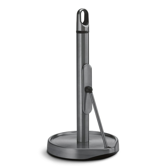 simplehuman Tension Arm Standing Paper Towel Holder, Black Stainless Steel
