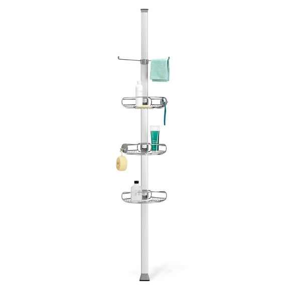 simplehuman Tension Pole Shower Caddy, Stainless Steel and Anodized Aluminum