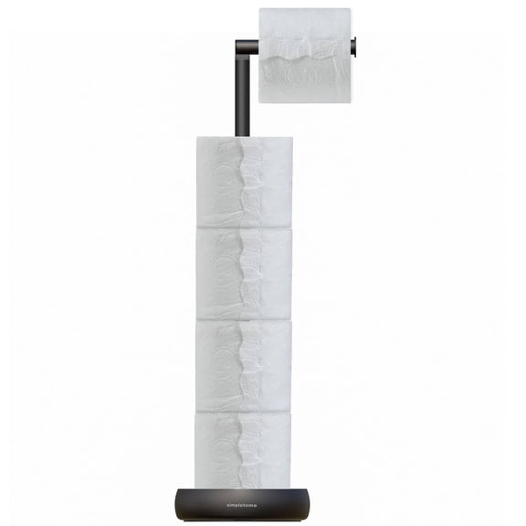 simpletome Toilet Paper Holder Stand with Storage Stable Weighted Base Bathroom Freestanding Toilet Roll Holder