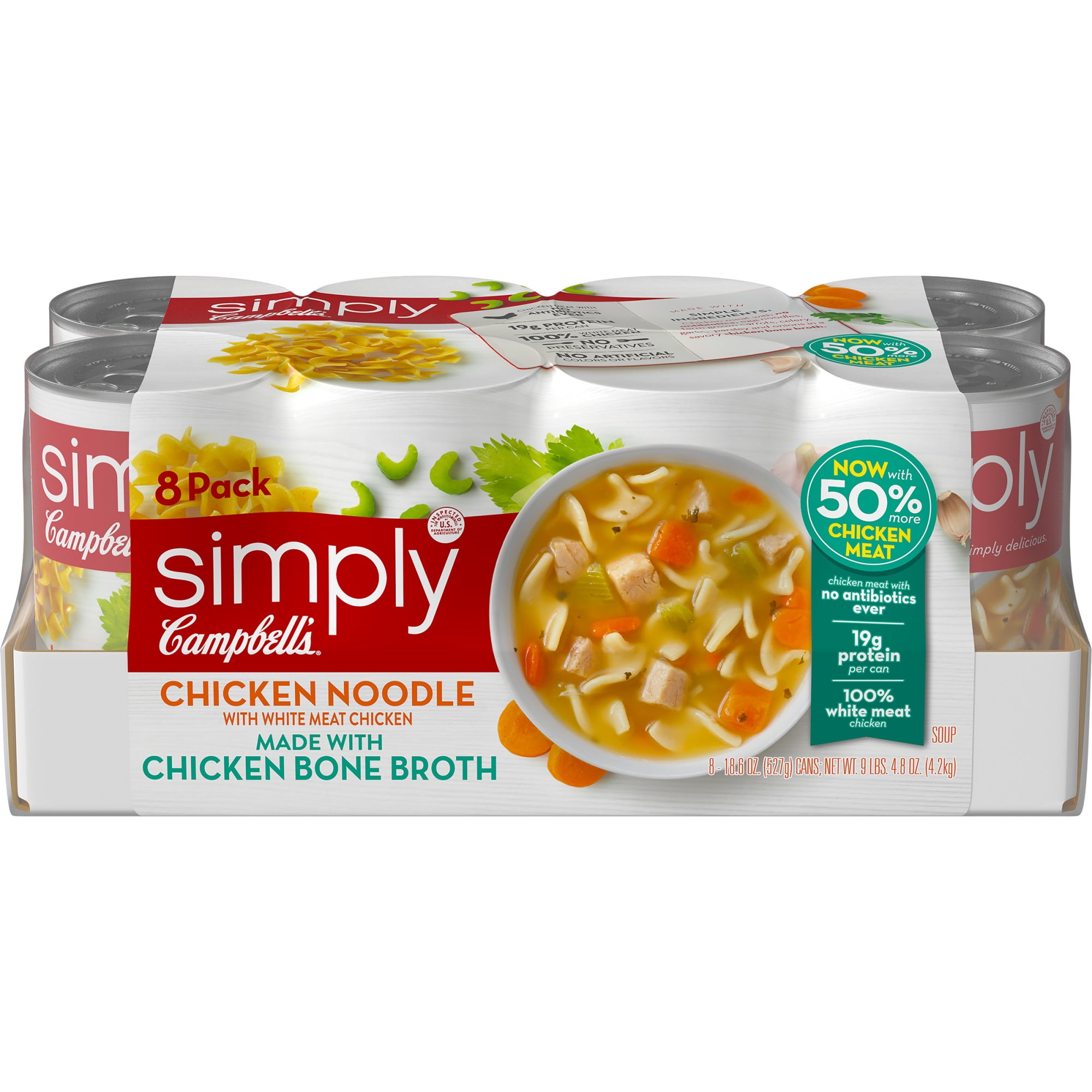Simply Campbell's Chicken Noodle Soup, Pack of 8, 18.6 oz, No