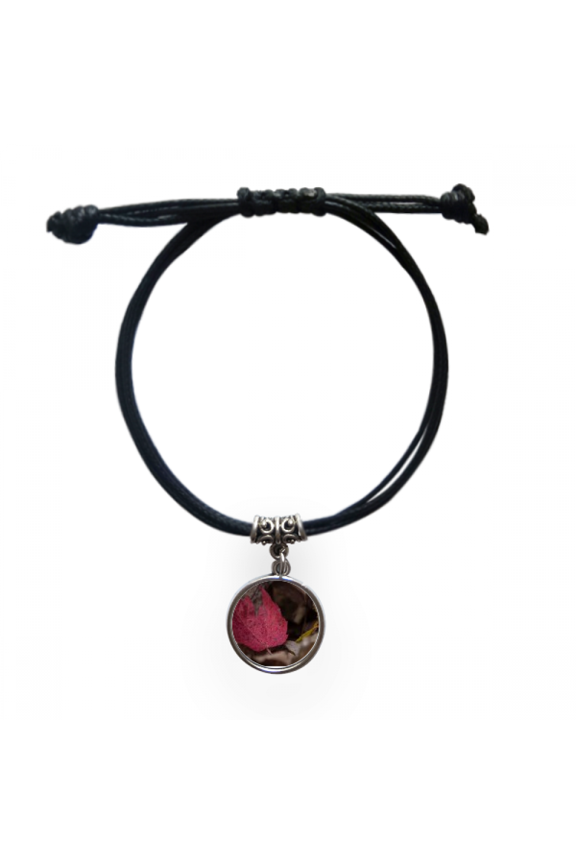 simpol red maple picture bracelet leather wristband black jewelry