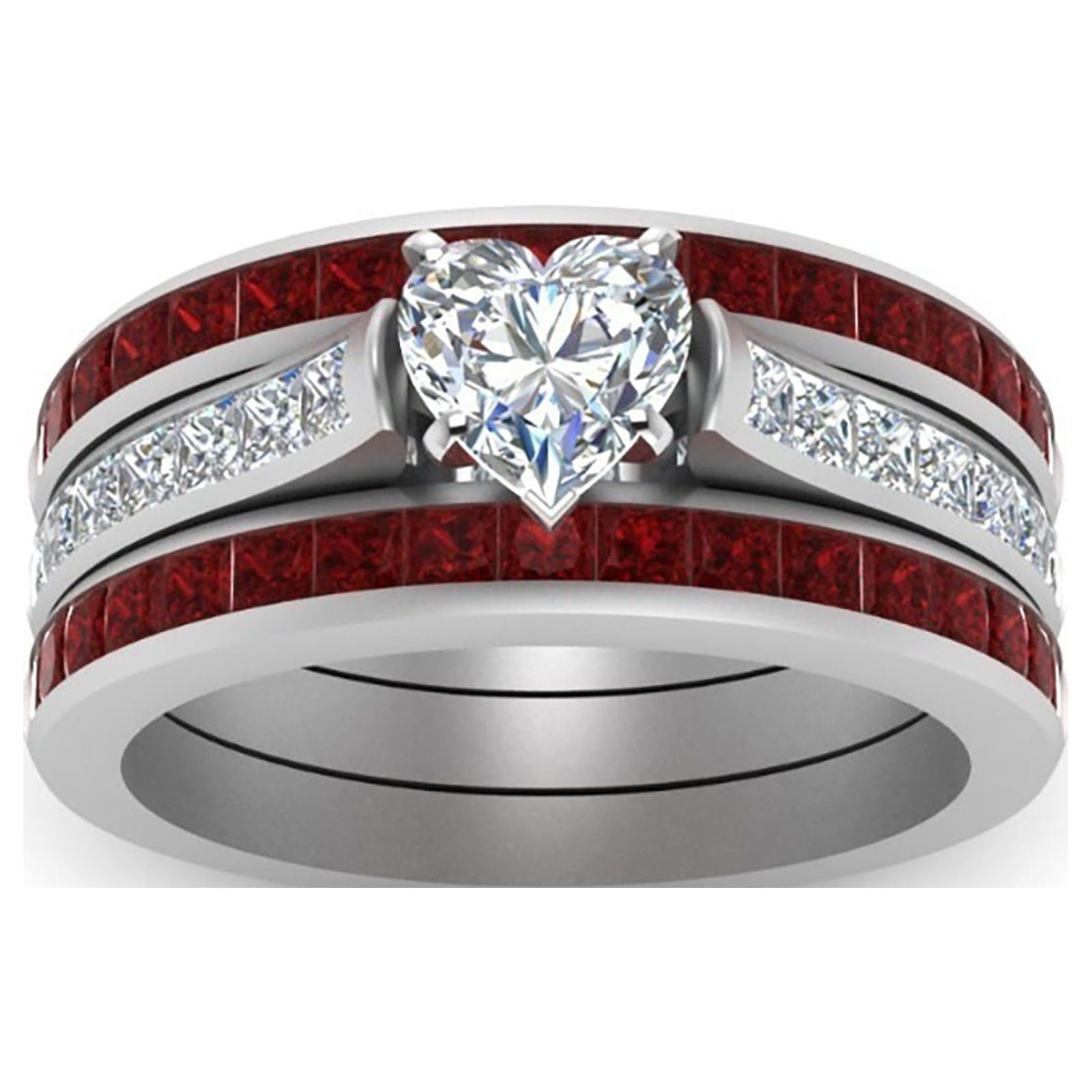 simu Stainless Steel Rings for Men Women Ring Heart Grain Titanium Ring ...