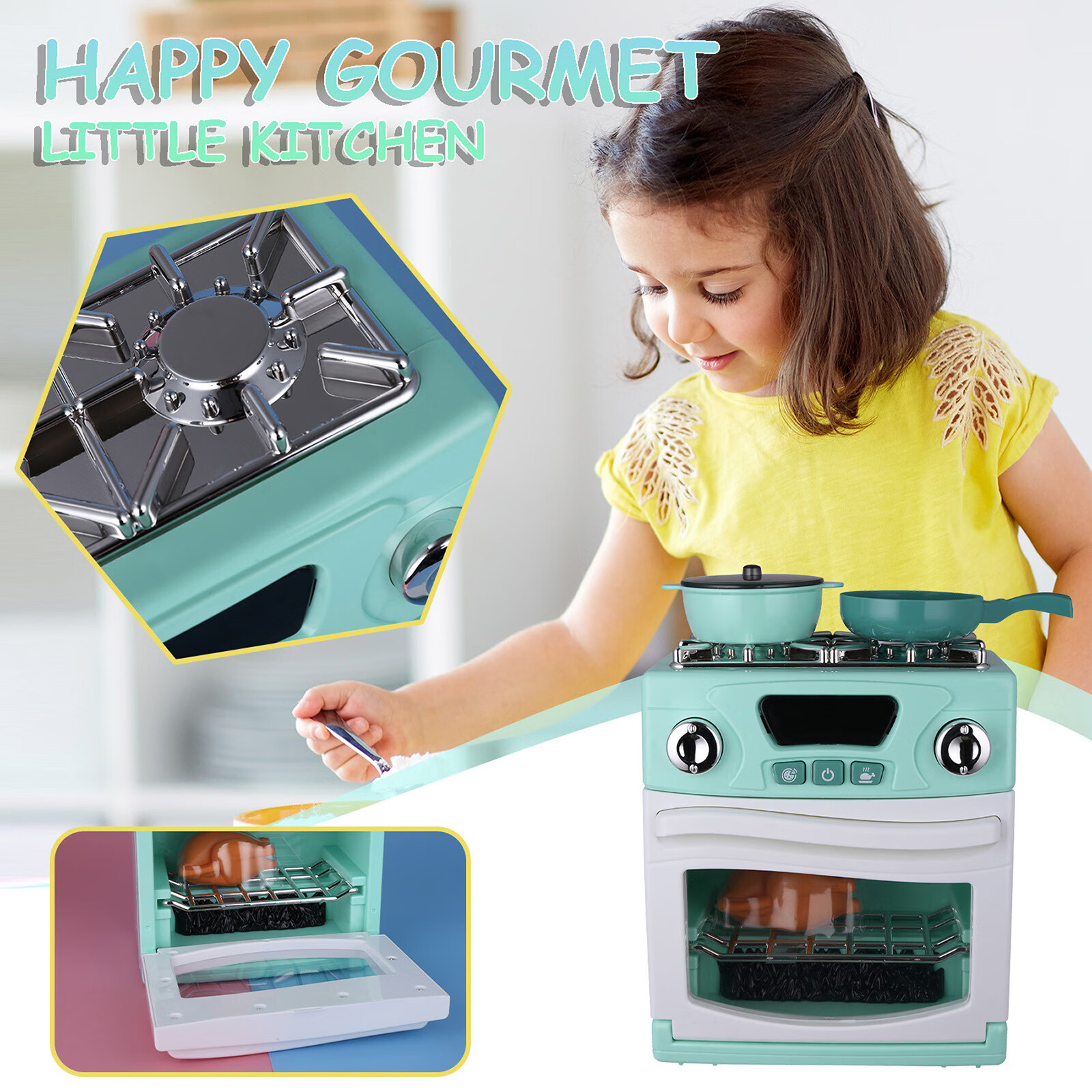 simulation large with roast game Kitchen oven light sound chicken and