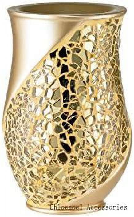 Champagne Gold Mosaic Resin Bathroom Tumbler