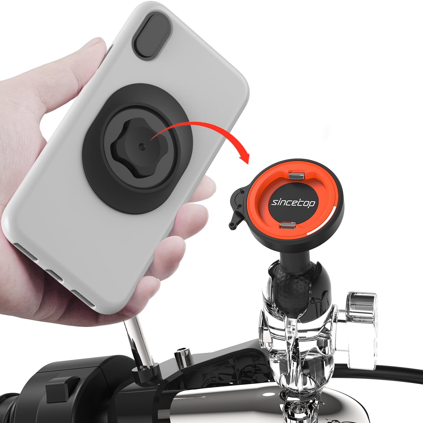 Motorcycle Small Clamp Mount & Quick Grip XL Holder for Samsung Galaxy S21 Plus (sku 56874)