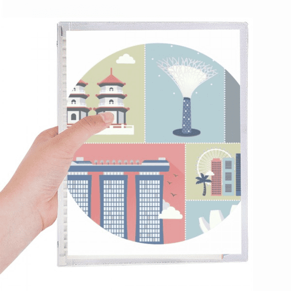 singapore skyscraper famous spots notebook loose diary refillable journal statiry